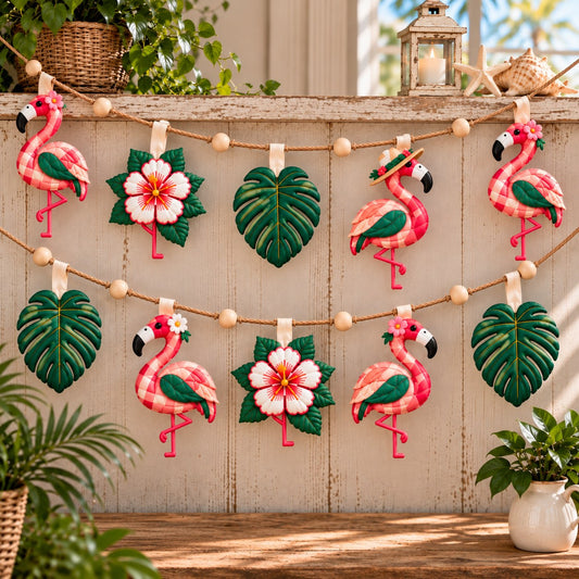 Flamingo Beach Vibes Custom Shape Quilted Garland GFTONPT814