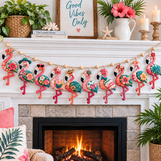 Flamingo Tropical Bliss Custom Shape Quilted Garland GFTONPT816