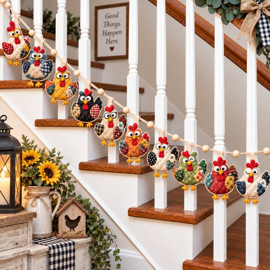 Chicken Farm Fun Custom Shape Quilted Garland GFTONPT864