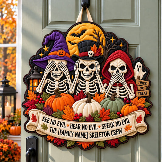 Halloween Skeleton Party Custom Shape Quilted Door Hanger GFTONPT871