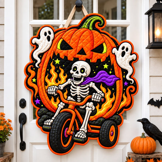 Halloween Skeleton Night Custom Shape Quilted Door Hanger GFTONPT873