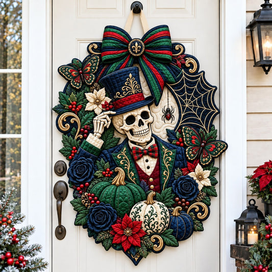 Halloween Skeleton Dance Custom Shape Quilted Door Hanger GFTONPT874