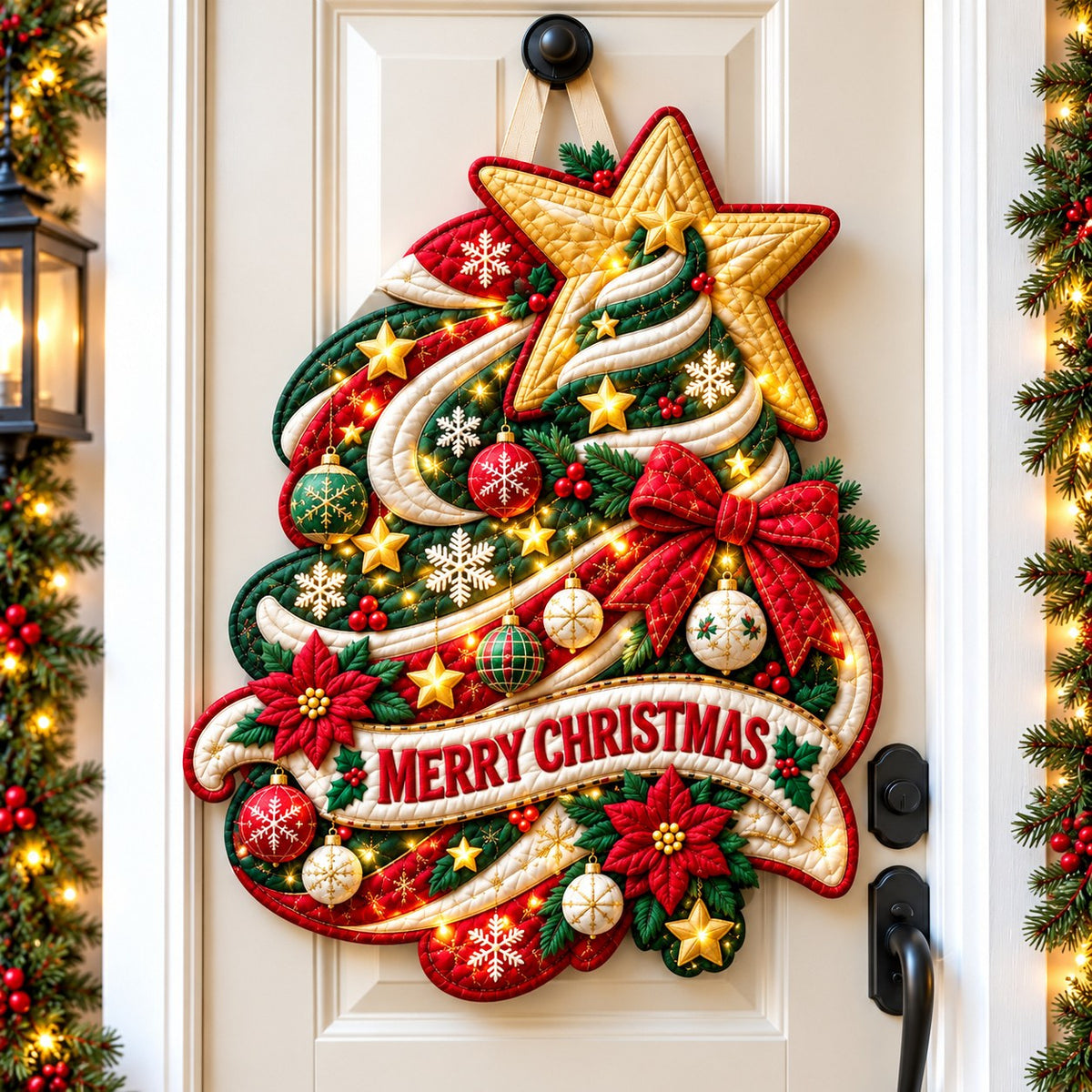 Christmas Tree Dreams Custom Shape Quilted Door Hanger GFTONPT934
