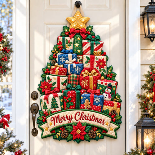 Christmas Tree Joy Custom Shape Quilted Door Hanger GFTONPT936