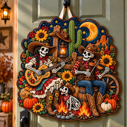 Western Skeleton Outlaw Custom Shape Quilted Door Hanger GFTONPT937