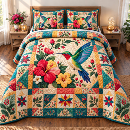Cozy Hummingbird 3-Piece Quilted Bedding Set GFTONPT997