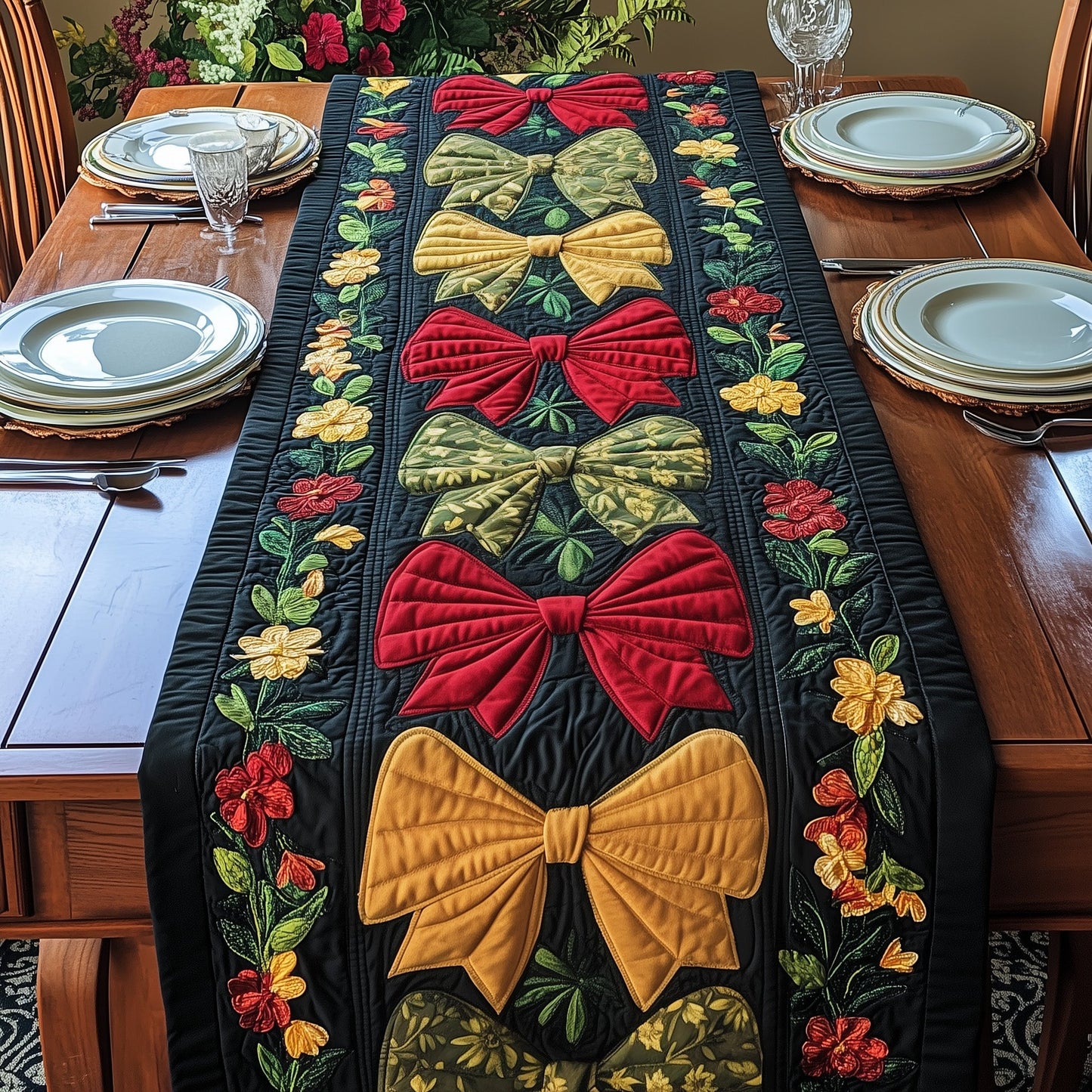 Juneteenth Bows Quilted Table Runner GFTONT102