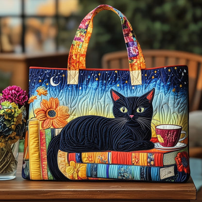 Cat and Book Quilted Tote Bag GFTONT1125