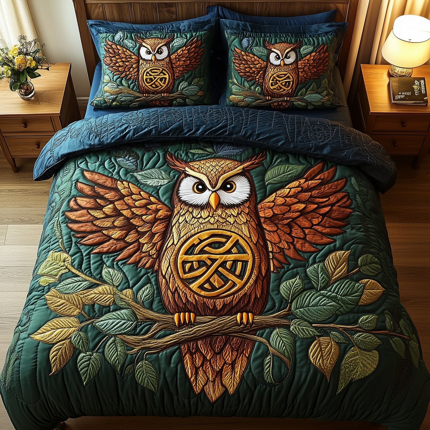 Celtic Owl 3-Piece Quilted Bedding Set GFTONT1224