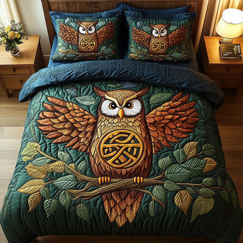 Celtic Owl 3-Piece Quilted Bedding Set GFTONT1224