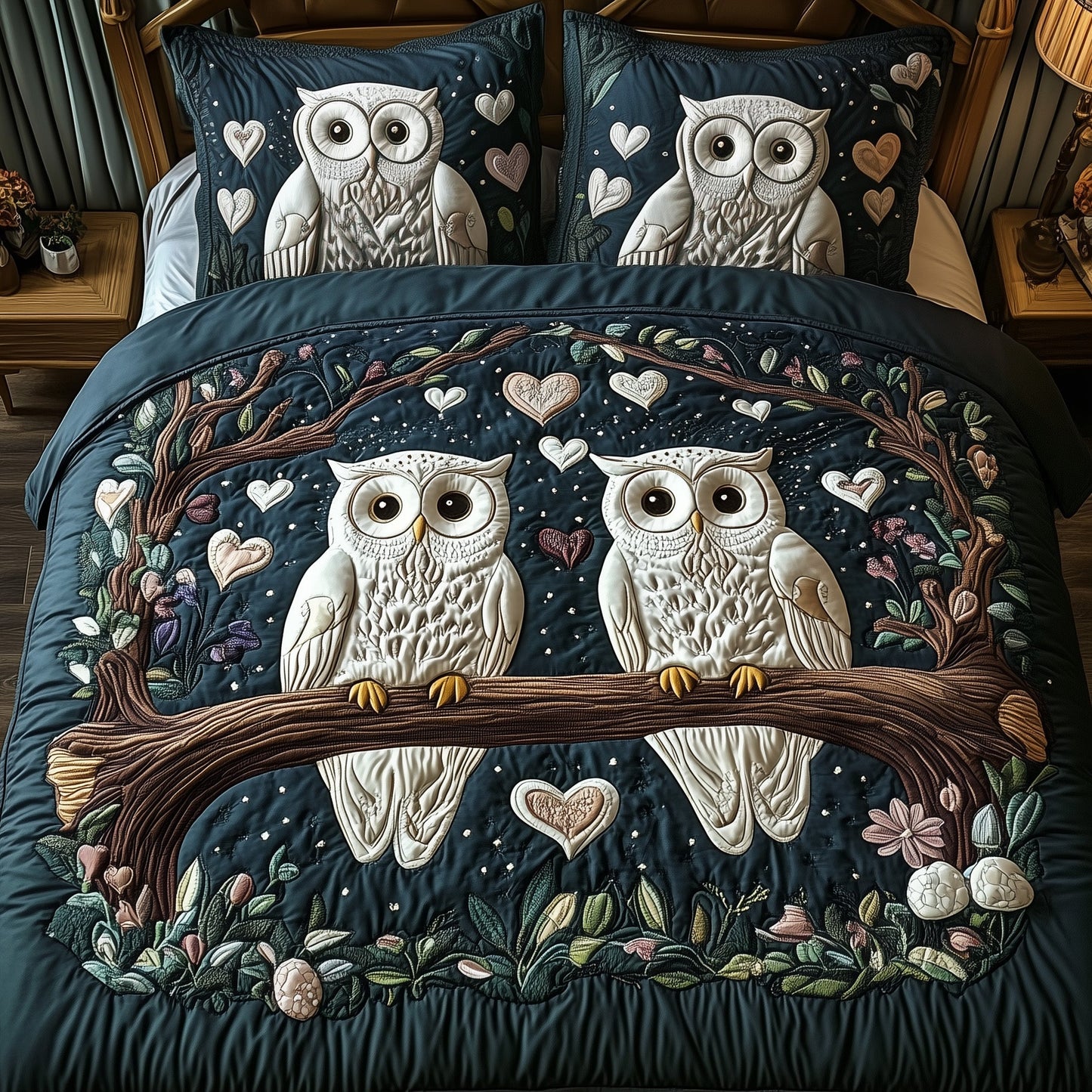 Owls 3-Piece Quilted Bedding Set GFTONT1244