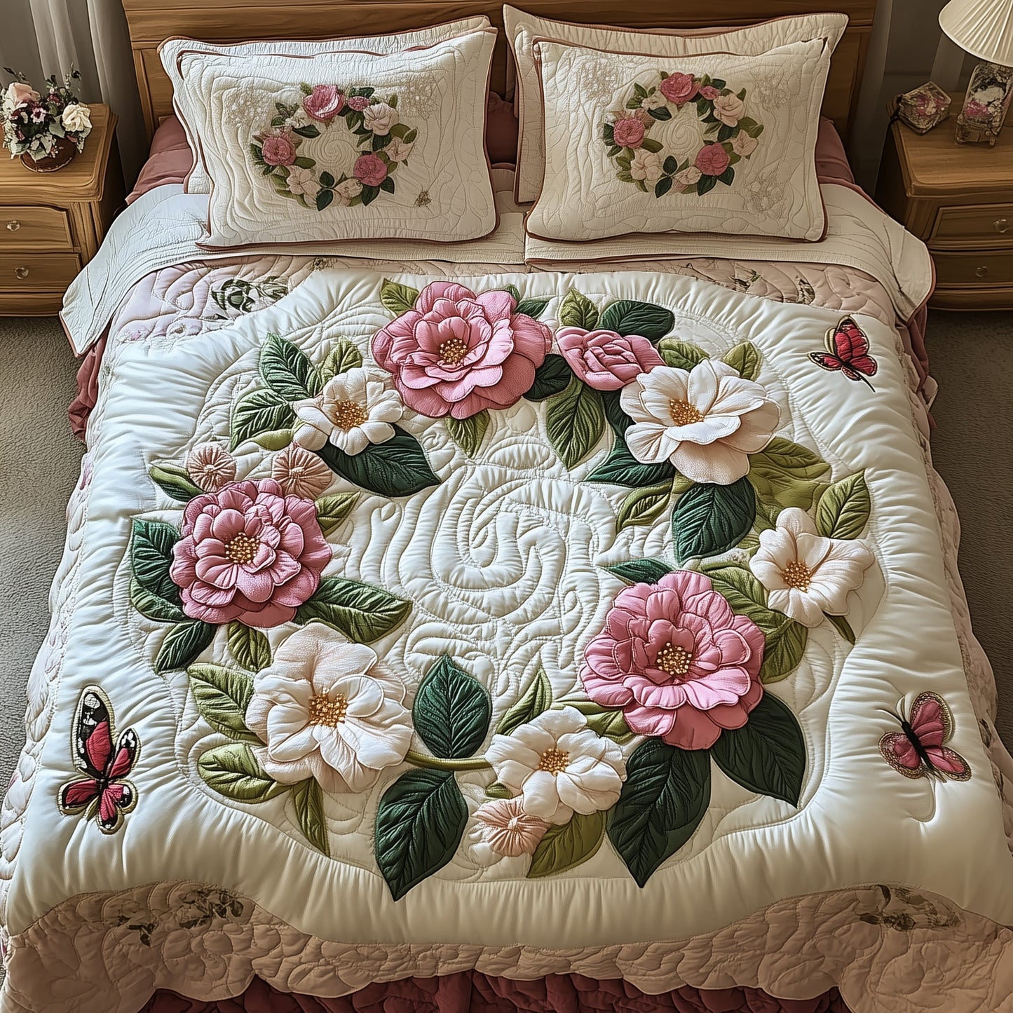 Camellia 3-Piece Quilted Bedding Set GFTONT129