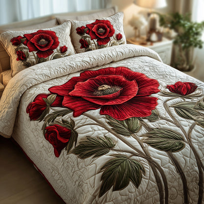 Poppies 3-Piece Quilted Bedding Set GFTONT1370