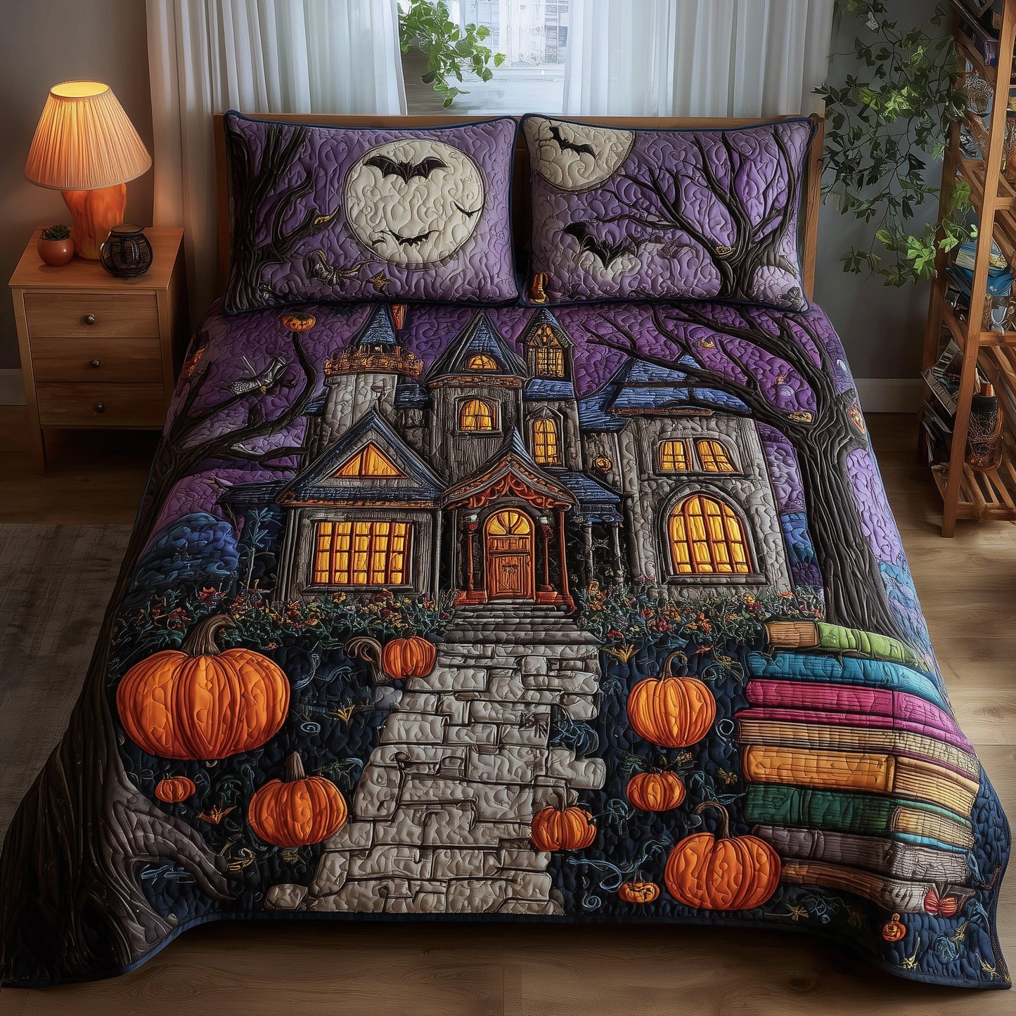 Spooky House 3-Piece Quilted Bedding Set GFTONT1480
