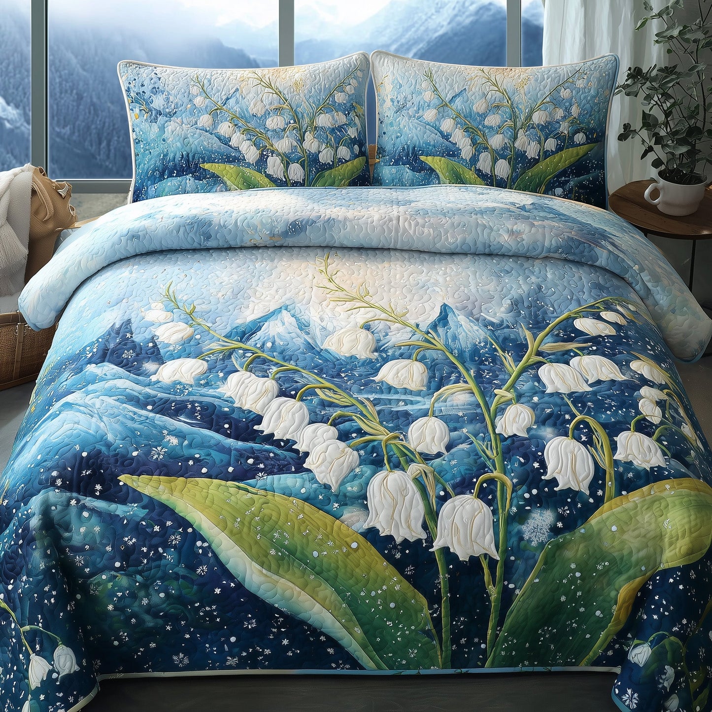 Lily of The Valley 3-Piece Quilted Bedding Set GFTONT1544
