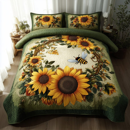 Sunflower 3-Piece Quilted Bedding Set GFTONT1740
