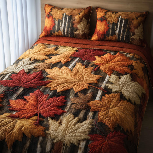 Fall Leaves 3-Piece Quilted Bedding Set GFTONT1742