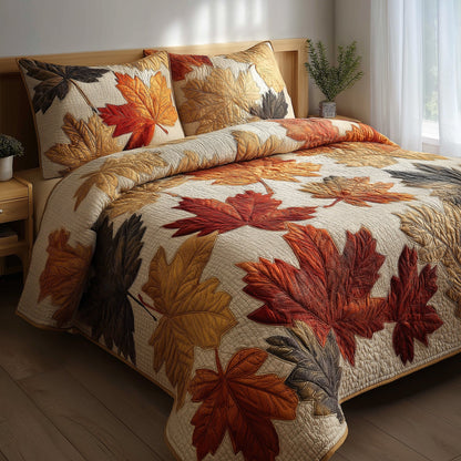 Fall Leaves 3-Piece Quilted Bedding Set GFTONT1743