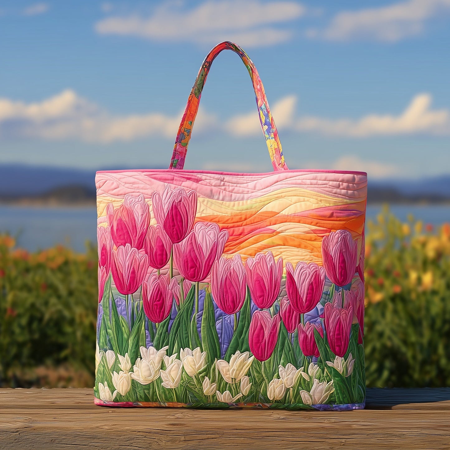 Tulip Sunset Quilted Tote Bag GFTONT2218