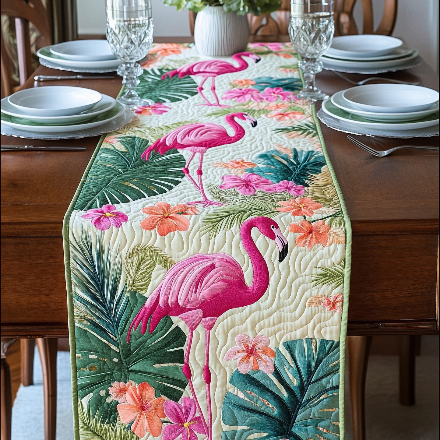 Flamingo Quilted Table Runner GFTONT223