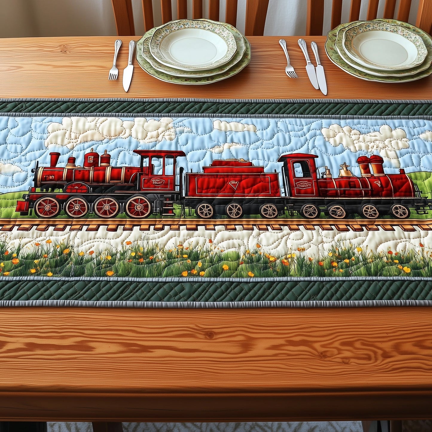Train Quilted Table Runner GFTONT248