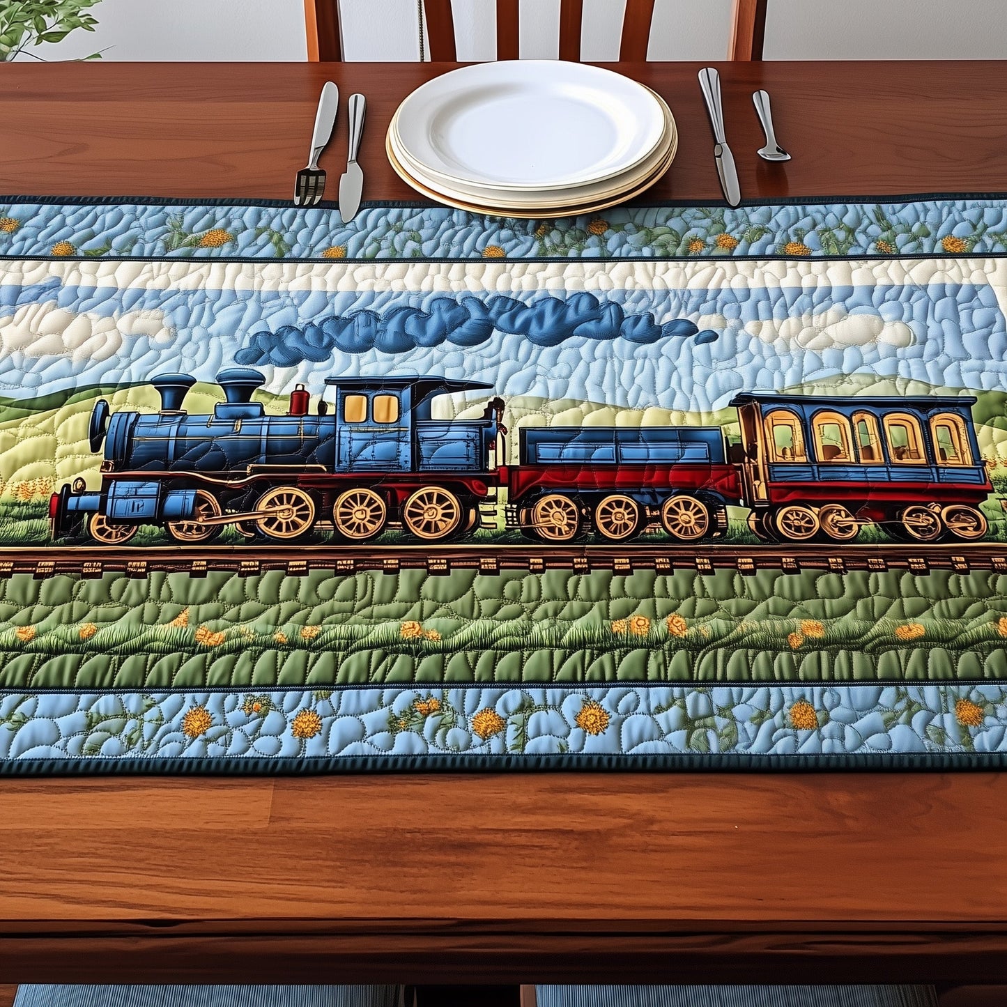 Train Quilted Table Runner GFTONT252