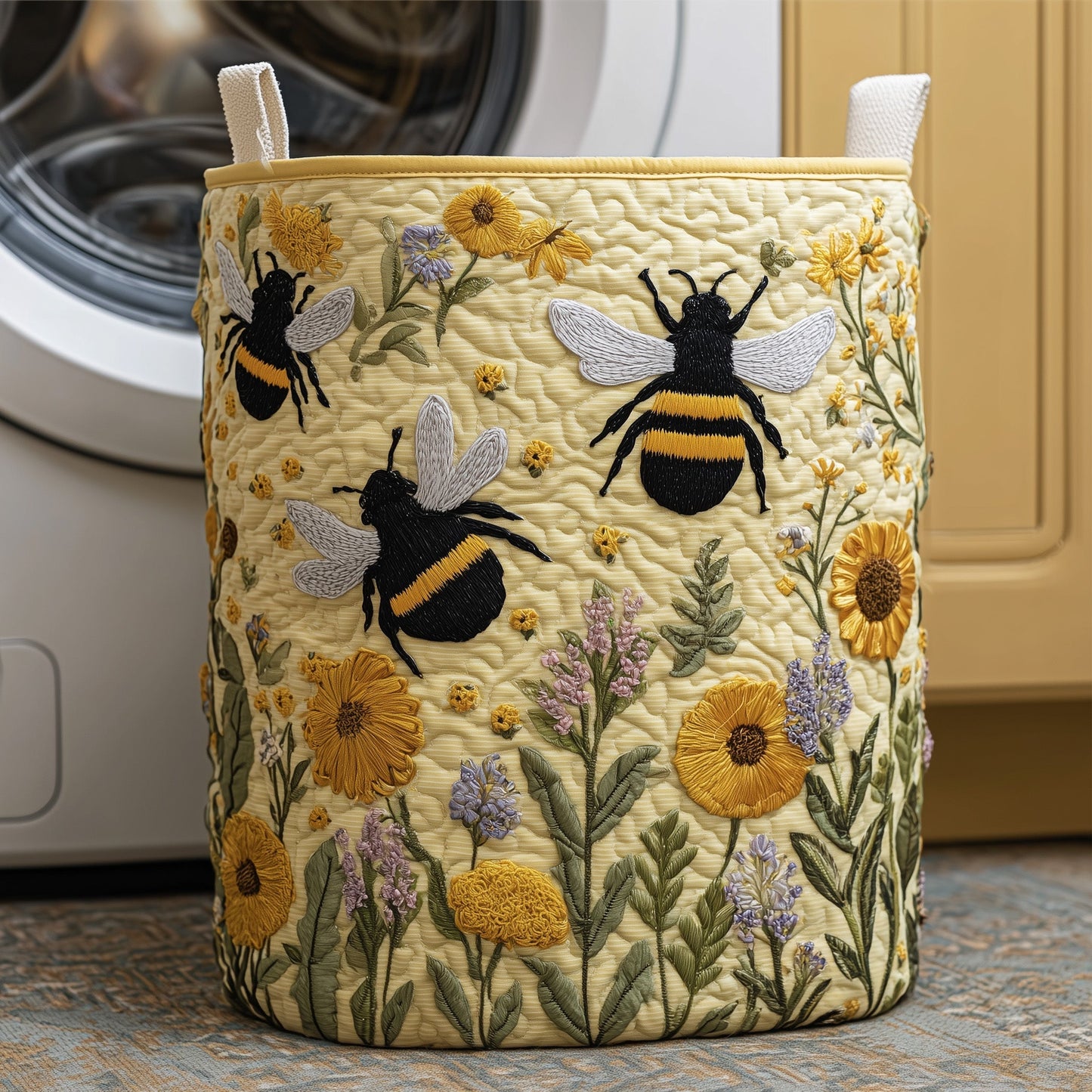 Bee Pollen Garden Quilted Laundry Basket GFTONT2685