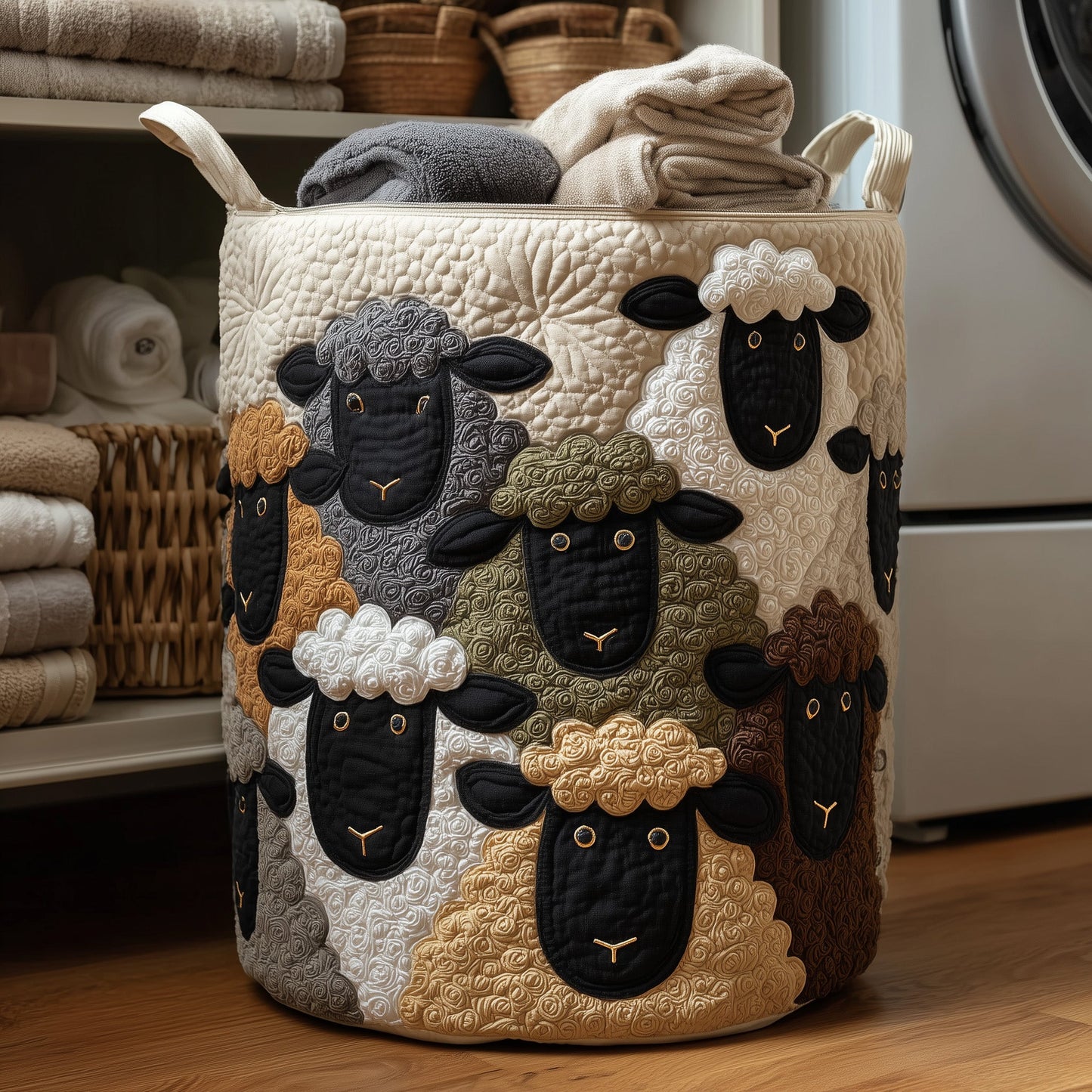 Sheep Haven Quilted Laundry Basket GFTONT2736