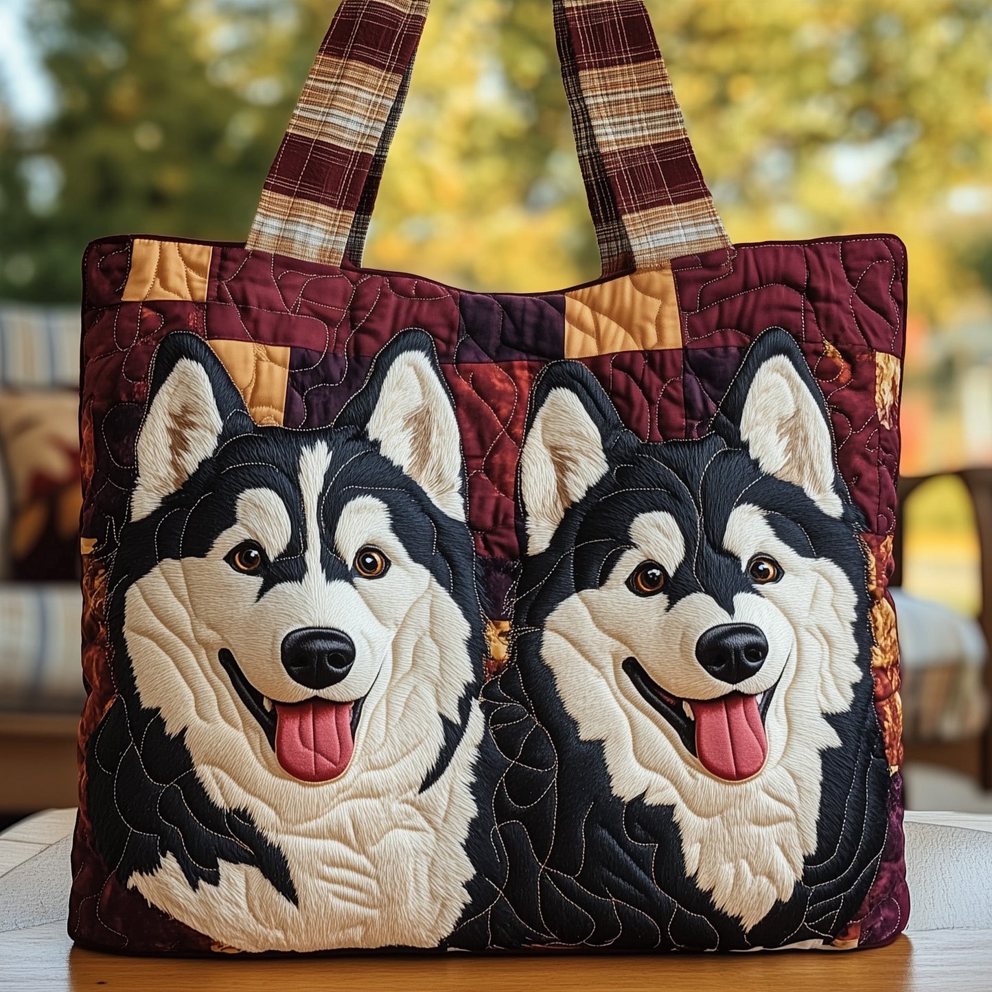 Happy Husky Quilted Tote Bag GFTONT3182