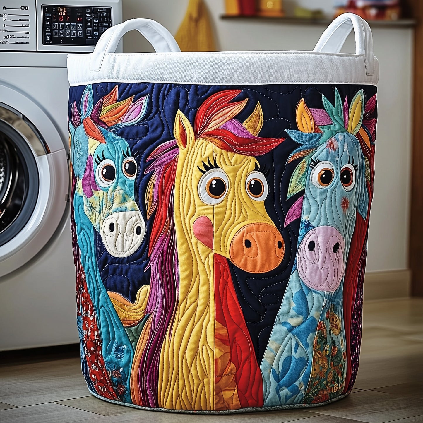 Whimsical Horse Quilted Laundry Basket GFTONT3199