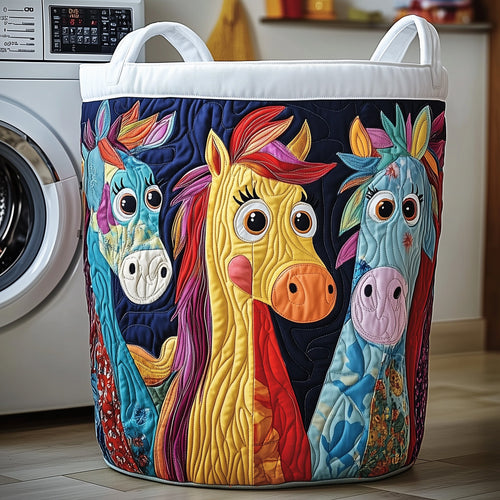 Whimsical Horse Quilted Laundry Basket GFTONT3199