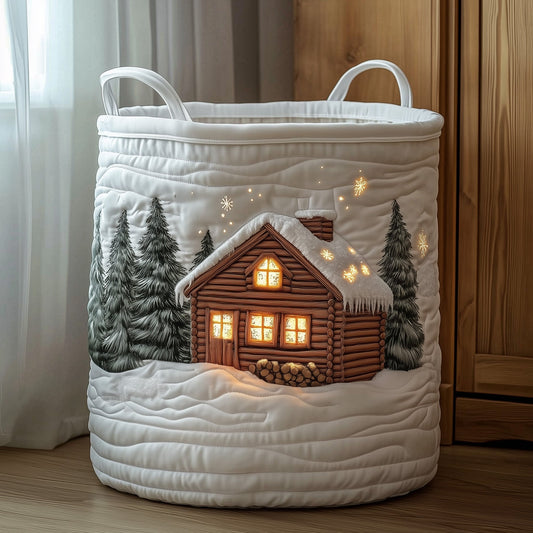 Gingerbread Cabin Quilted Laundry Basket GFTONT3321