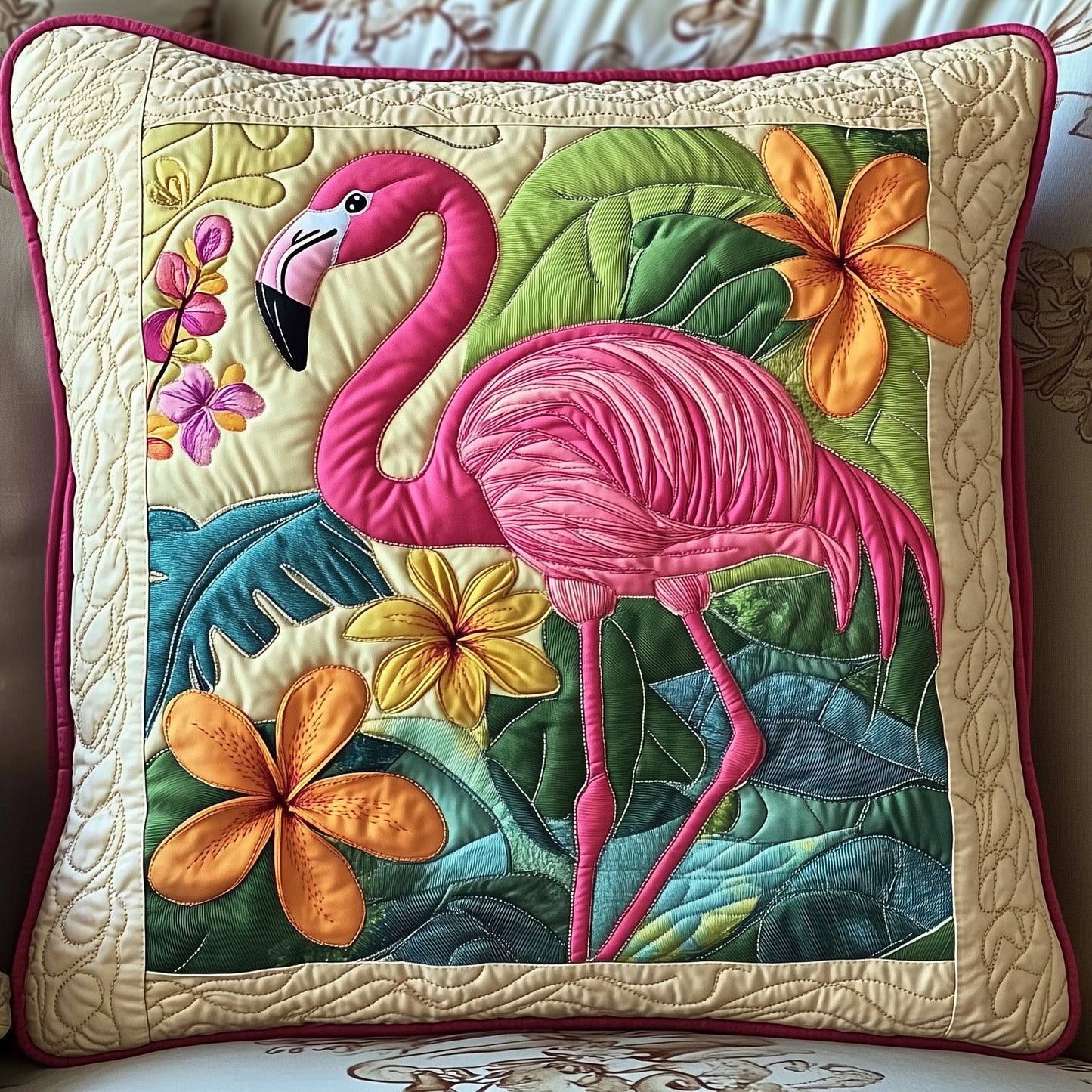 Tropical Flamingo Quilted Pillow Case GFTONT351