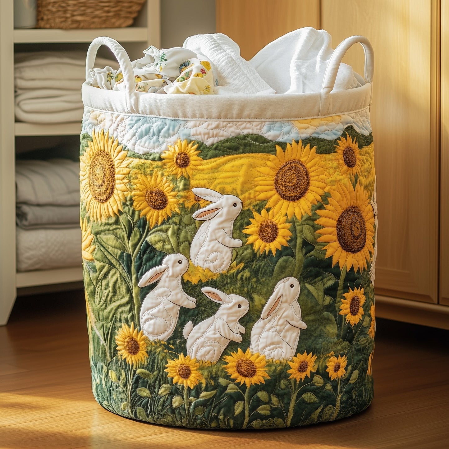 Joyful Bunnies Quilted Laundry Basket GFTONT3639