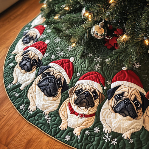 Festive Pugs Quilted Tree Skirt GFTONT3936