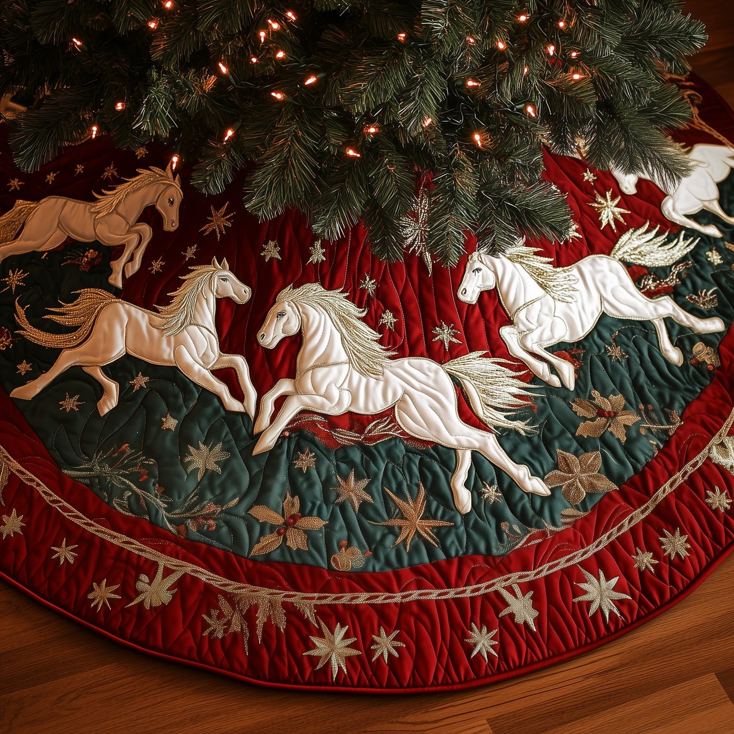 Yuletide Ride Quilted Tree Skirt GFTONT4076