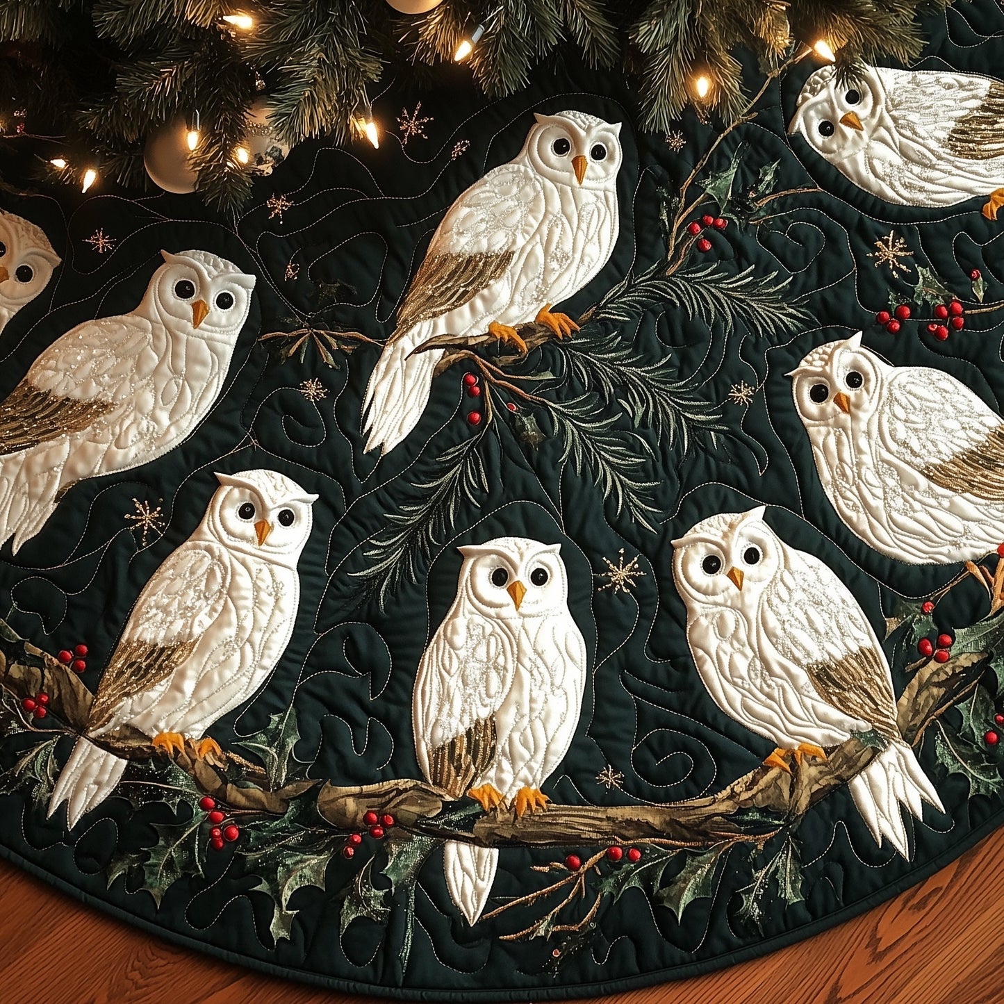 Festive Owl Quilted Tree Skirt GFTONT4156