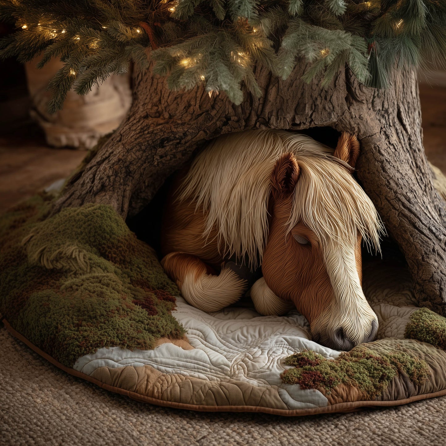 Holiday Farmstead Horse Quilted Tree Skirt GFTONT5057