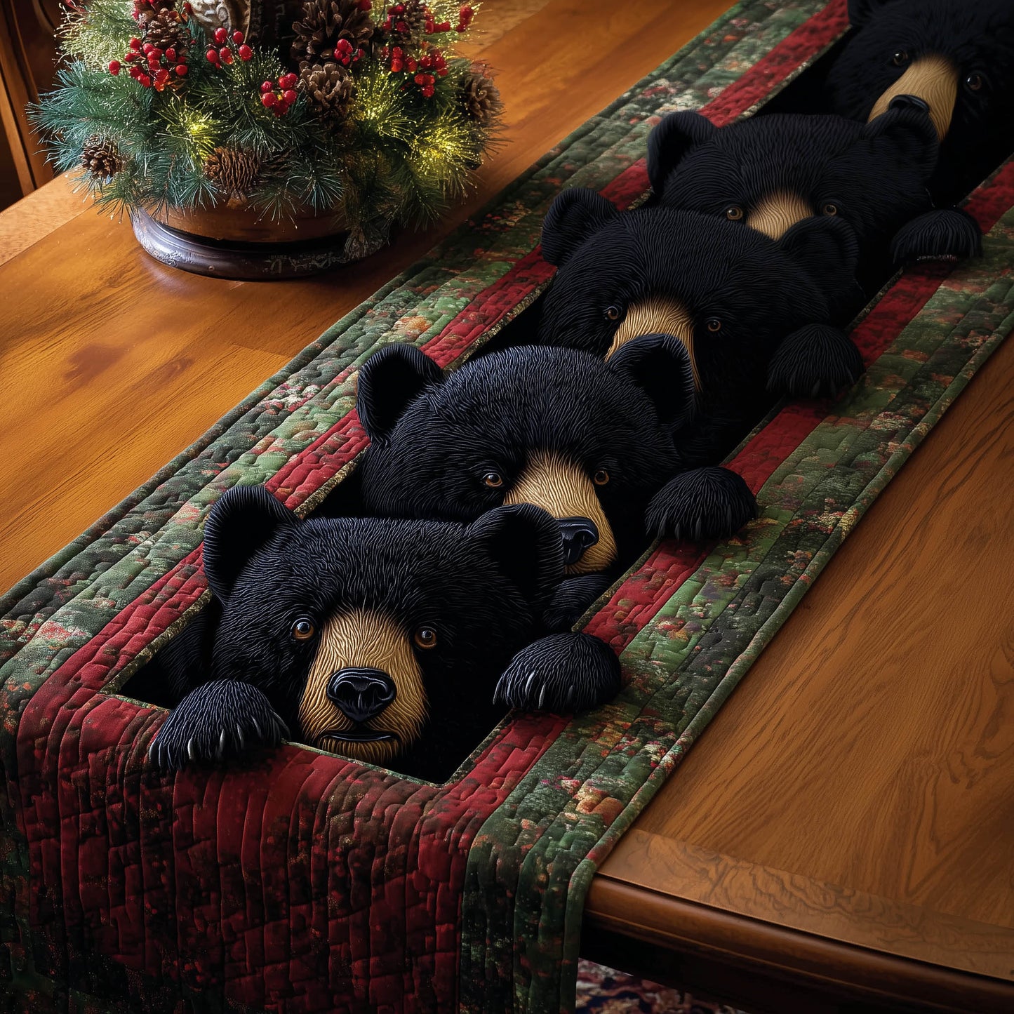 Bear Family Quilted Table Runner GFTONT5193