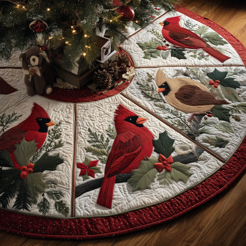 Festive Cardinal Quilted Tree Skirt GFTONT5537