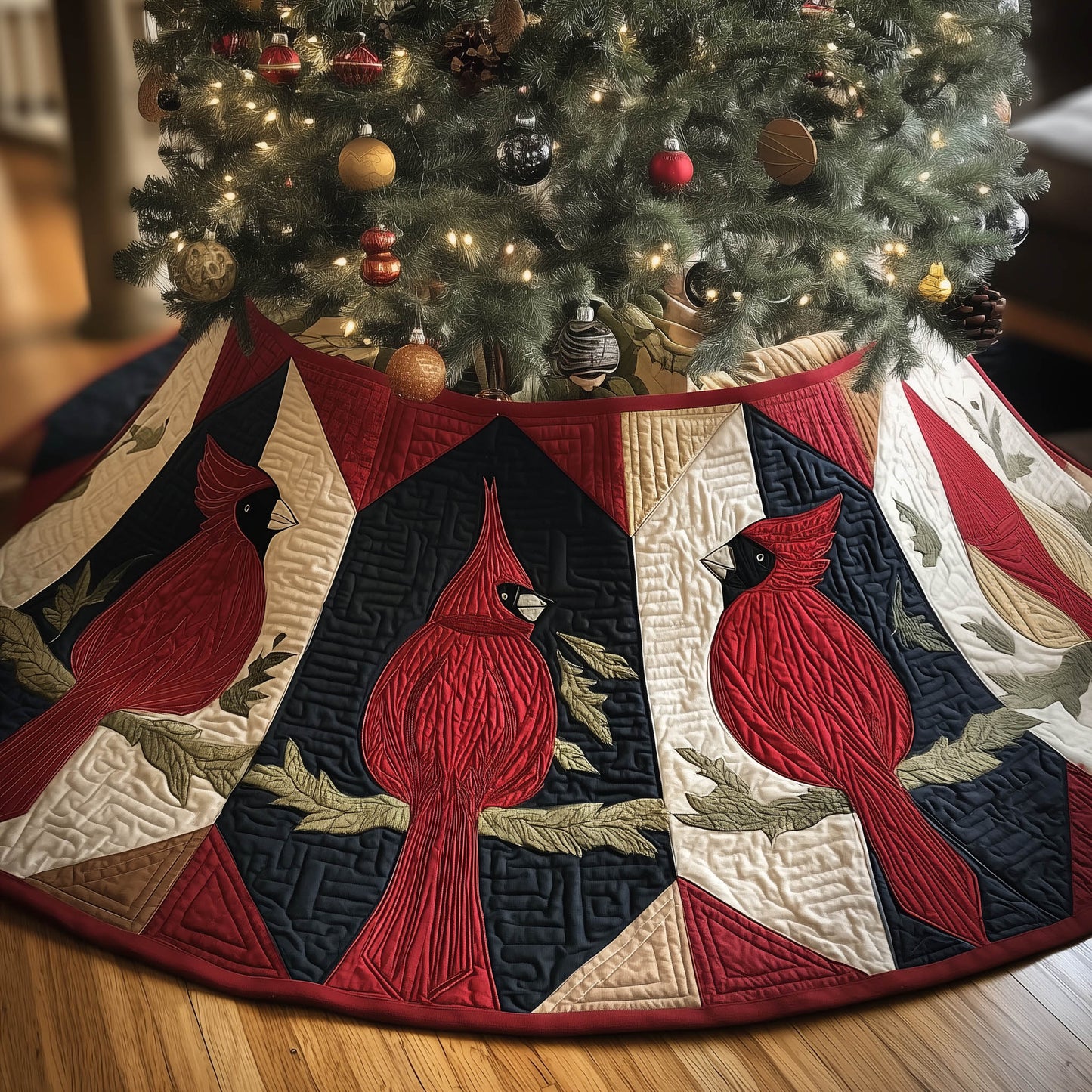 Charming Cardinal Quilted Tree Skirt GFTONT5542