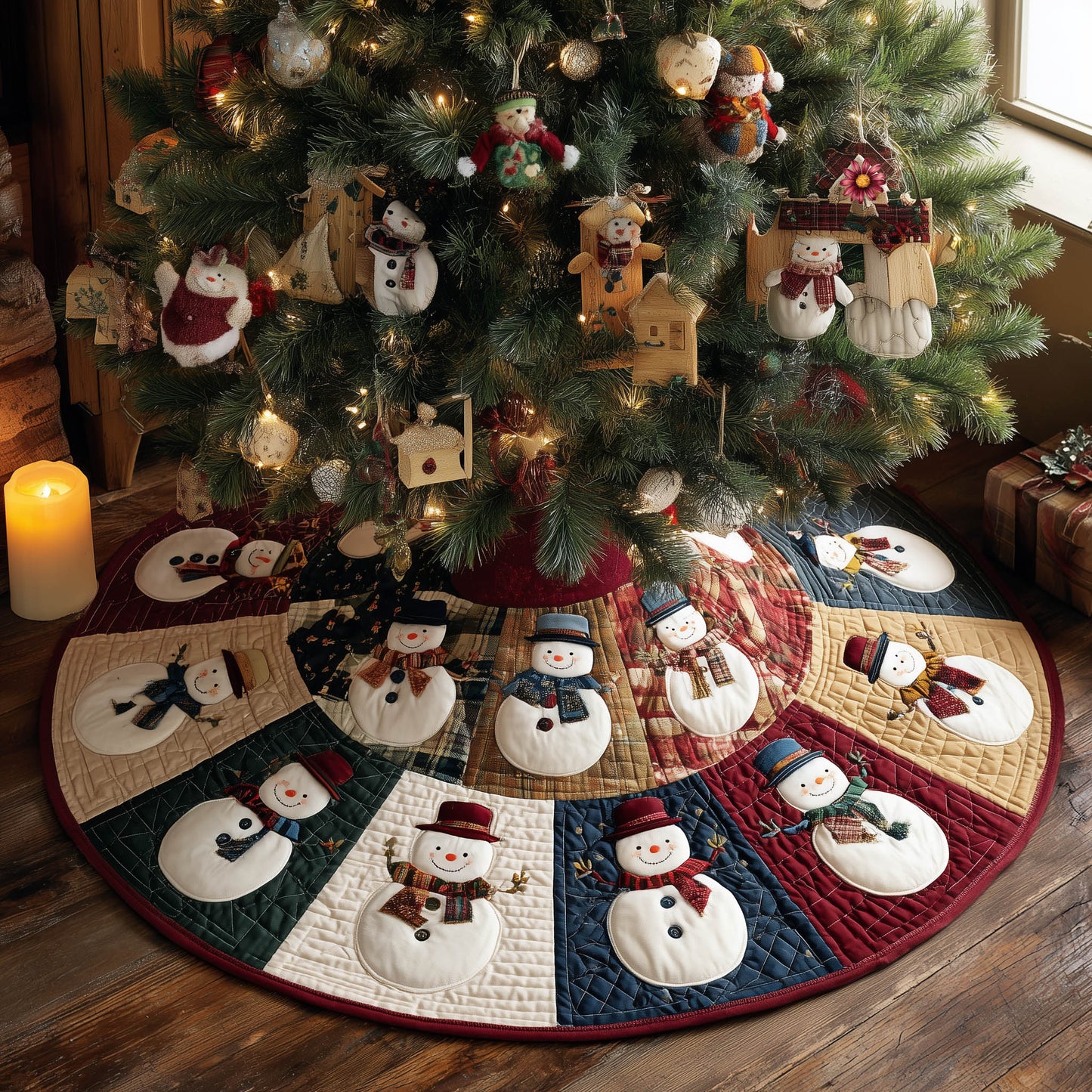 Festive Snowman Quilted Tree Skirt GFTONT5641
