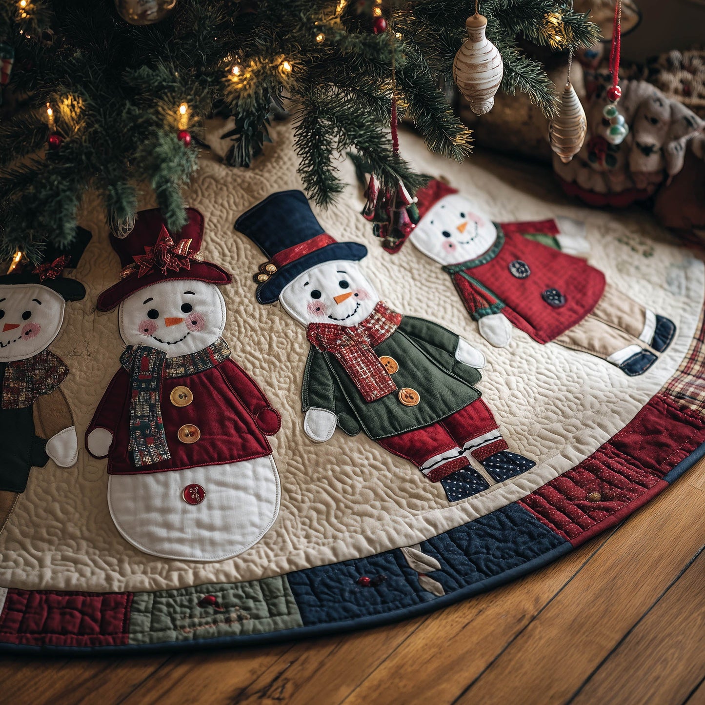 Festive Snowman Quilted Tree Skirt GFTONT5642