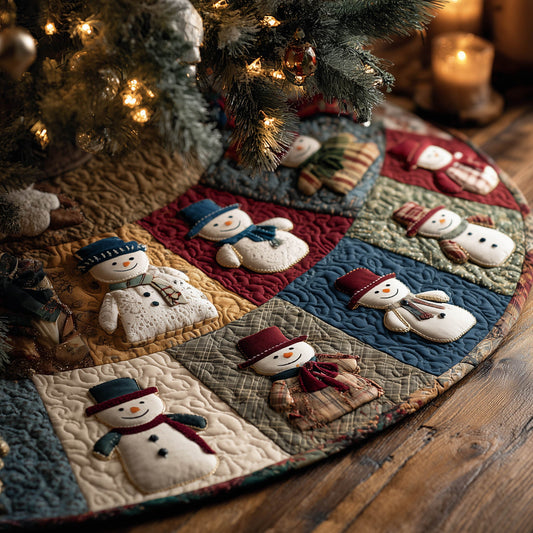 Yuletide Snowman Quilted Tree Skirt GFTONT5644