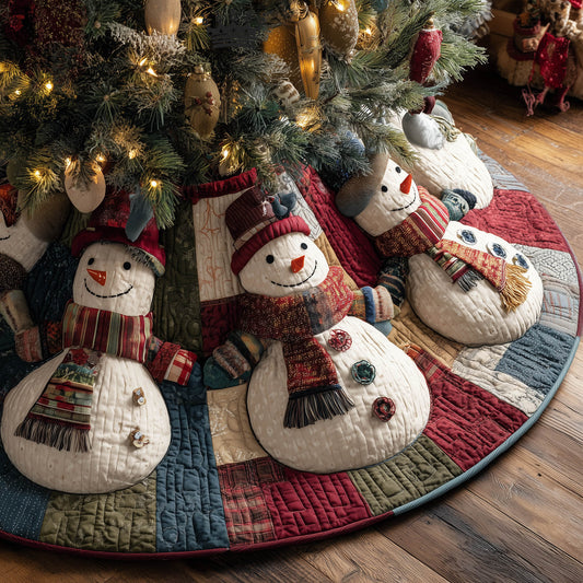 Yuletide Snowman Quilted Tree Skirt GFTONT5645