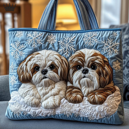 Festive Shih Tzu Quilted Tote Bag GFTONT5669