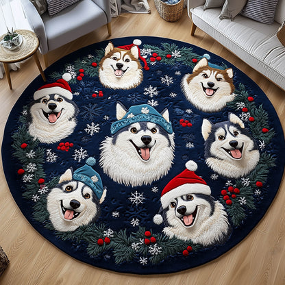Joyful Husky Quilted Round Mat GFTONT5707