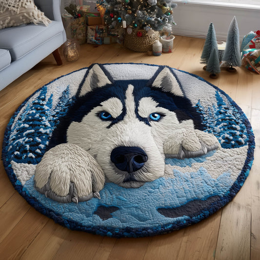 Joyful Husky Quilted Round Mat GFTONT5709