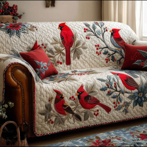 Festive Cardinal Quilted Sofa Cover GFTONT5717