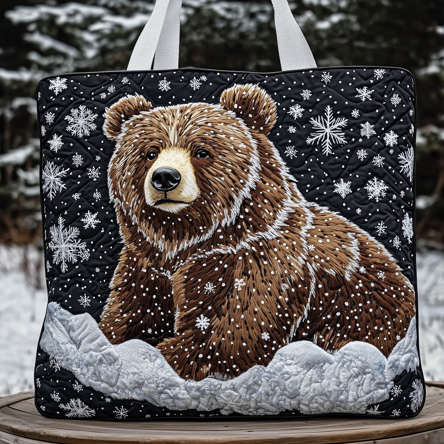 Winter Grizzly Quilted Tote Bag GFTONT5728